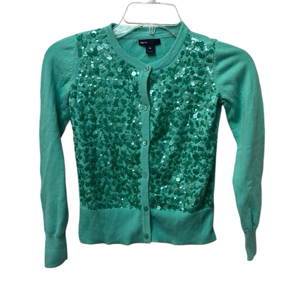 Gap kids teal Sequin Cardigan Sweater